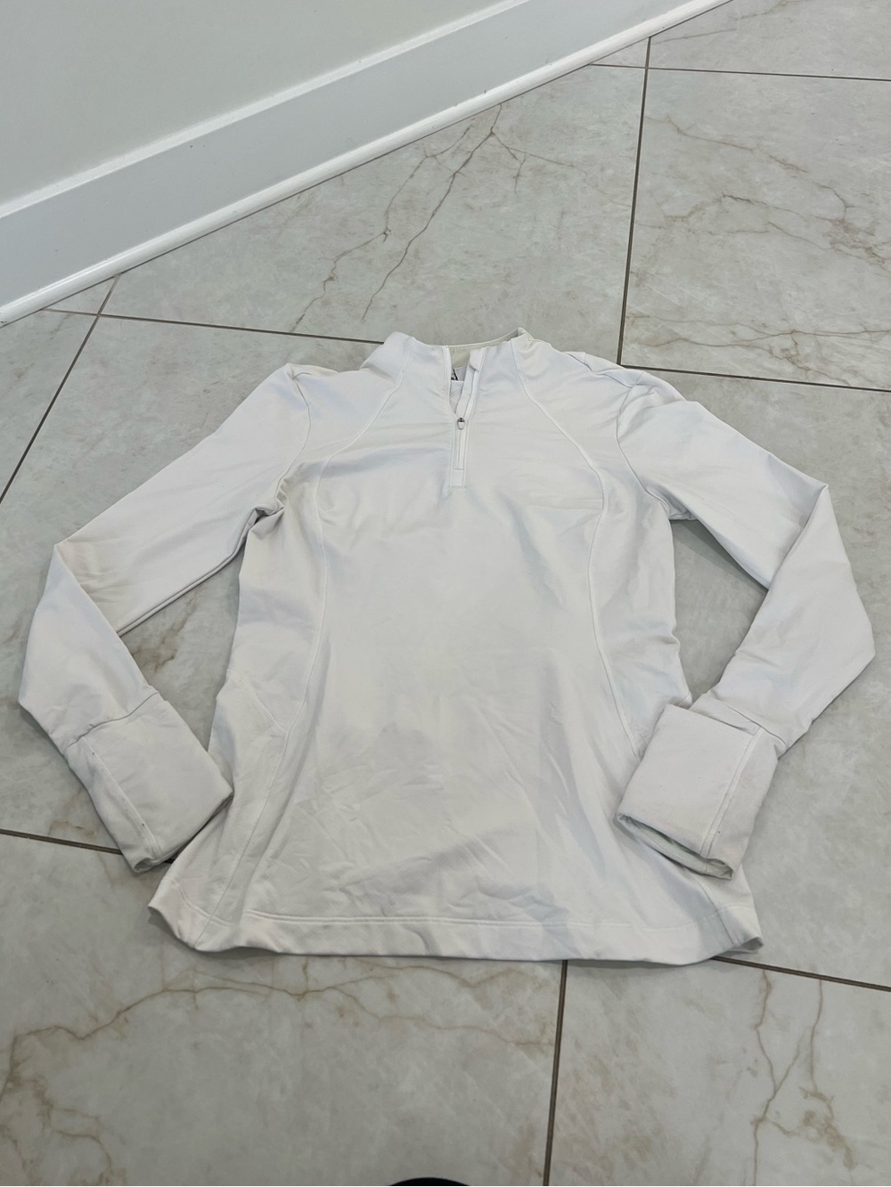 Athleta White Quarter Zip Workout Top Size Small